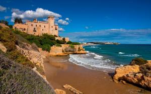 Tarragona, Costa Dorada, Catalonia, Spain, castle, sea, rocks wallpaper thumb