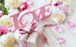 Pink love, flowers, roses, Valentine's Day wallpaper thumb