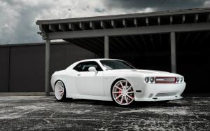 Dodge Challenger white muscle car wallpaper thumb
