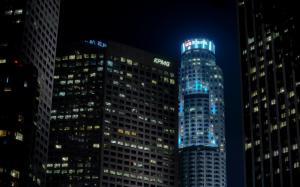 Los Angeles LA Buildings Skyscrapers Night HD wallpaper thumb