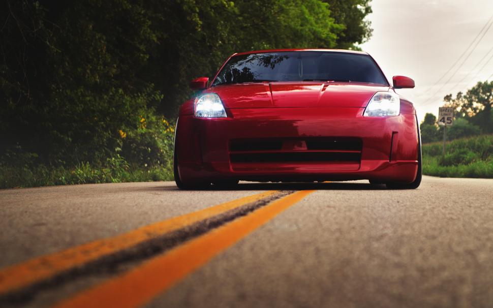 Nissan 350Z red car front view wallpaper,Nissan HD wallpaper,Red HD wallpaper,Car HD wallpaper,Front HD wallpaper,View HD wallpaper,1920x1200 wallpaper