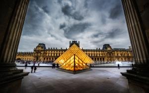 The Louvre Louvre Pyramid Buildings Paris HD wallpaper thumb