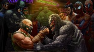 Arm Wrestling DC vs Marvel Drawing Venom Bane Nightwing Batman Green Lantern Hulk The Hulk Wolverine HD wallpaper thumb