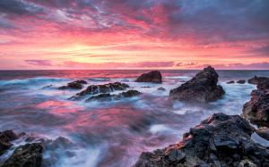 Sunset Ocean Rocks Stones HD wallpaper thumb