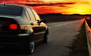 BMW E46, Photoshopped, Sunset, Road, Driving, Car wallpaper thumb