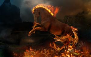 3D burning horse wallpaper thumb