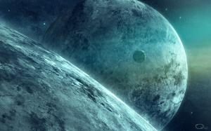 The planets and the moon in the space wallpaper thumb