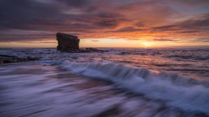 Sunset Ocean Rock Stone HD wallpaper thumb