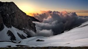Clouds Snow Mountains Sunset HD wallpaper thumb
