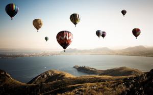 Excellent, Hot Air Balloon, Sea, Coast, Photography wallpaper thumb