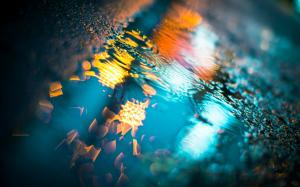 Colorful lights after the rain, the ground water reflection wallpaper thumb