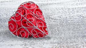 Metal frame, love heart, red wallpaper thumb