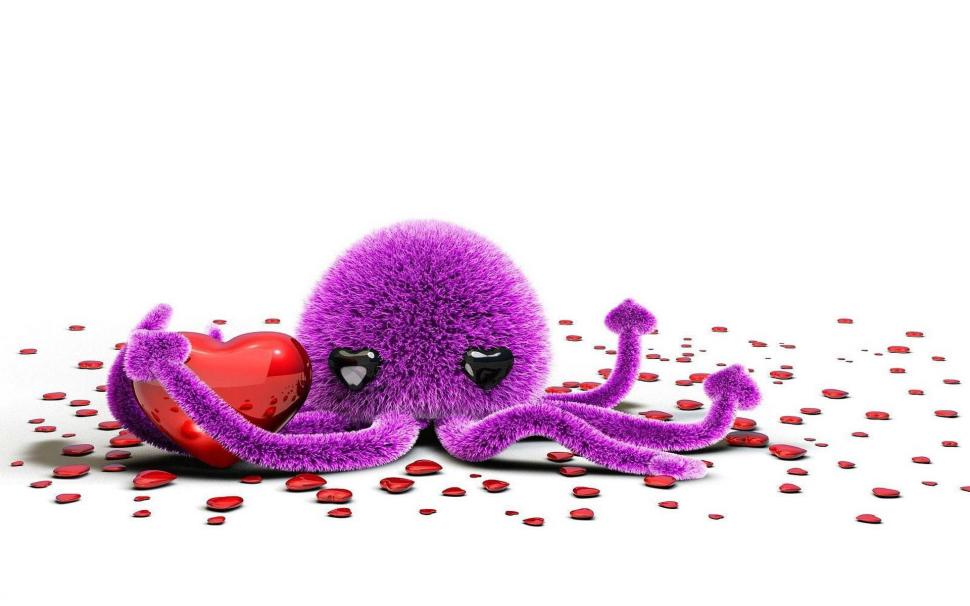 Cute octopus toy and hearts wallpaper,3d HD wallpaper,1920x1200 HD wallpaper,octopus HD wallpaper,heart HD wallpaper,1920x1200 wallpaper