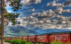 Train in the mountains wallpaper thumb