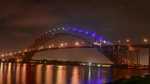 Bridge Night Lights River HD wallpaper thumb