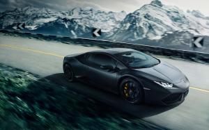 Lamborghini Huracan LP640-4 black supercar, speed, road wallpaper thumb