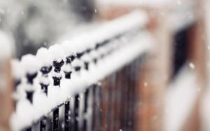 Gate Fence Snow Winter Macro Blur HD wallpaper thumb