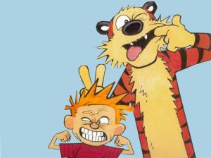 Calvin and Hobbes, Tiger, Boy, Friends, Cartoons wallpaper thumb