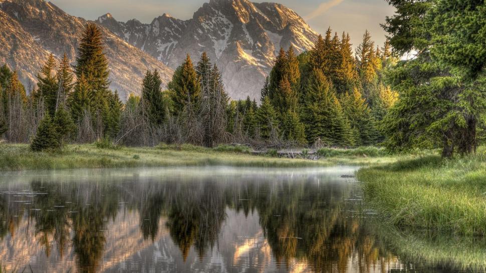 Glorious Nature Lscape Hdr wallpaper,forest HD wallpaper,reflection HD wallpaper,lake HD wallpaper,mountains HD wallpaper,nature & landscapes HD wallpaper,1920x1080 wallpaper