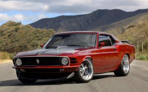 ford, mustang, muscle car, red, side view wallpaper thumb