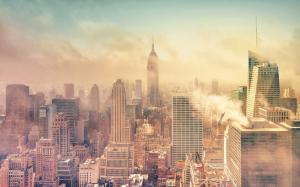 New York Buildings Skyscrapers Fog Mist HD wallpaper thumb