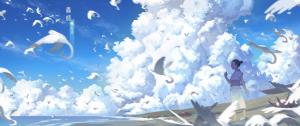 Bird, Clouds, Person wallpaper thumb