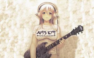 Anime Girls, Headphones, Guitar, Anime, Super Sonico wallpaper thumb