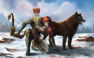Fantasy Art, The Elder Scrolls V: Skyrim, Bow and Arrows, Wolf wallpaper thumb
