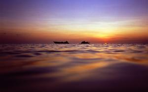 Ocean Boat Sunset HD wallpaper thumb