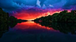 Amazing Red Sunset and Storm Clouds wallpaper thumb