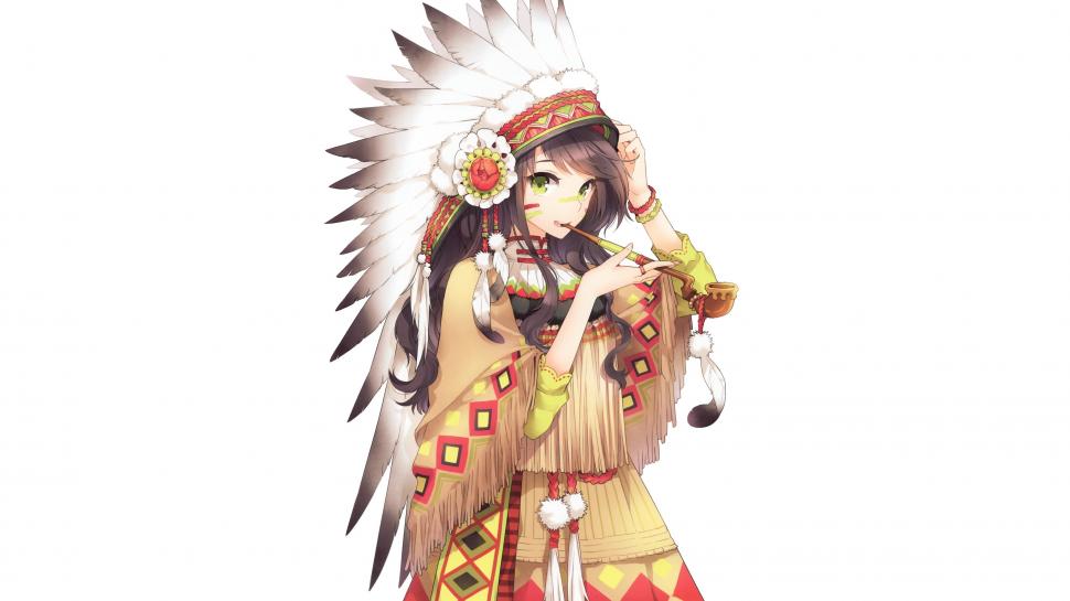 Anime Girls, Headdress, Native Americans wallpaper,anime girls HD wallpaper,headdress HD wallpaper,native americans HD wallpaper,3500x1969 HD wallpaper,3500x1969 wallpaper