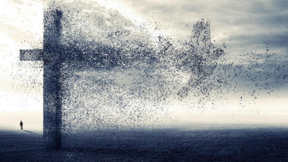 Dove disintegrated from a cross wallpaper,digital art HD wallpaper,1920x1080 HD wallpaper,bird HD wallpaper,dove HD wallpaper,cross HD wallpaper,1920x1080 wallpaper