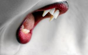 Vampire Fangs Teeth Mouth Macro HD wallpaper thumb
