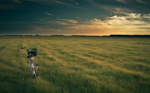 A Bicycle on an Empty Green Field wallpaper thumb