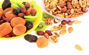 Nuts, dried fruits, kiwi, apricots, prunes wallpaper thumb