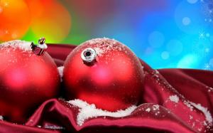 Blue background red Christmas ball wallpaper thumb