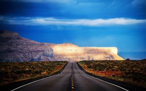 Arizona, USA, road, mountain, trees, blue sky wallpaper thumb