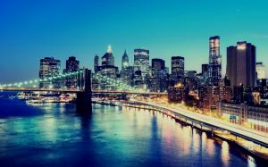 Night, city lights, skyscrapers, New York, USA wallpaper thumb