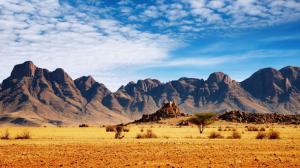Nature, Landscape, Mountain, Clouds, Namibia, Africa, Desert, Rock, Trees, Stones, Plants wallpaper thumb