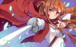 Red hair anime girl use the sword wallpaper thumb