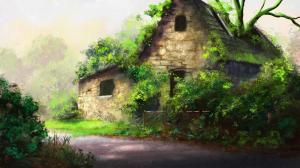peabody, houses, trails, trees, beautiful, painting wallpaper thumb