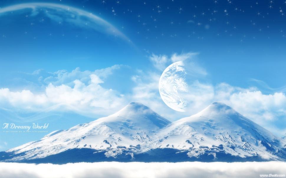 Dream world beautiful snow-capped mountains wallpaper,Dream wallpaper,World wallpaper,Beautiful wallpaper,Snow wallpaper,Mountains wallpaper,1680x1050 wallpaper