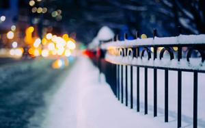 Fence Winter City Night wallpaper thumb