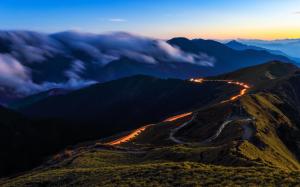 Clouds Road Timelapse Mountains Landscape HD wallpaper thumb