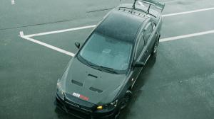 Mitsubishi Lancer Evolution Evo Rain Wet HD wallpaper thumb