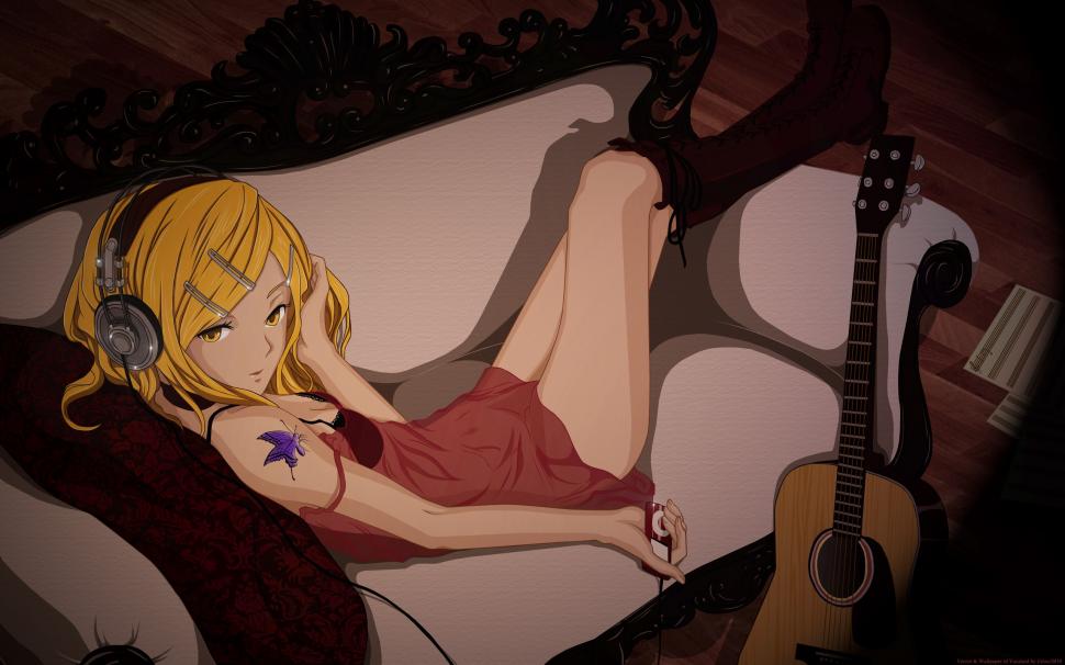 Headphones Guitar Anime iPod HD wallpaper | anime | Wallpaper Better
