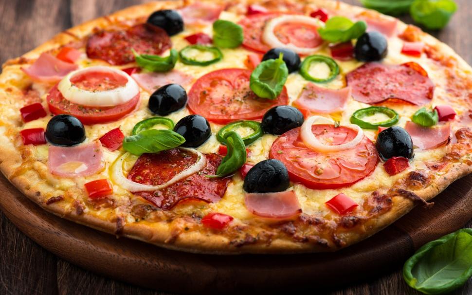Pizza, tomato, cheese wallpaper,cheese HD wallpaper,pizza HD wallpaper,tomato HD wallpaper,olives HD wallpaper,sausage HD wallpaper,ham HD wallpaper,2560x1600 wallpaper
