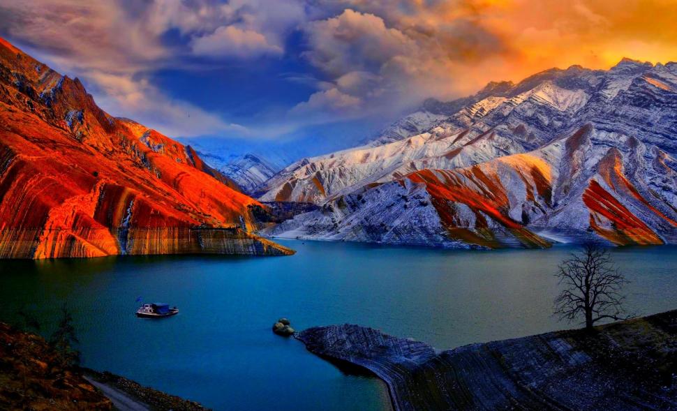 Amir Kabir Dam,iran wallpaper,mountain HD wallpaper,water HD wallpaper,iran HD wallpaper,animals HD wallpaper,1920x1166 wallpaper