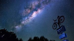 Galaxy Stars Milky Way Night Bicycle HD wallpaper thumb