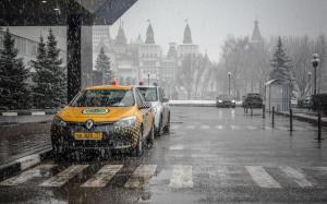 City landscape, Moscow, taxis, snow, street wallpaper thumb